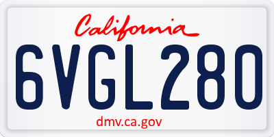 CA license plate 6VGL280