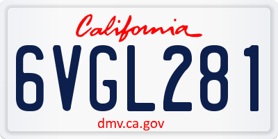 CA license plate 6VGL281