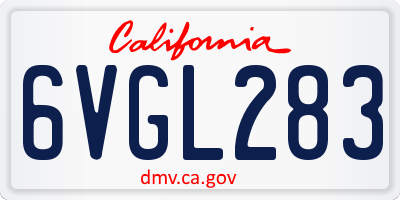 CA license plate 6VGL283