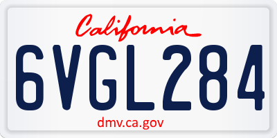 CA license plate 6VGL284