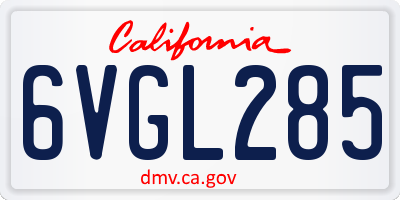 CA license plate 6VGL285