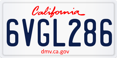 CA license plate 6VGL286