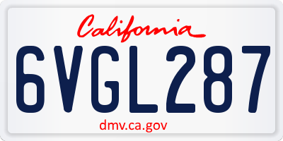 CA license plate 6VGL287