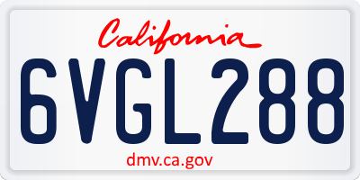CA license plate 6VGL288
