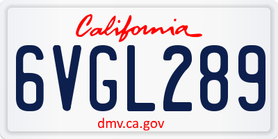 CA license plate 6VGL289