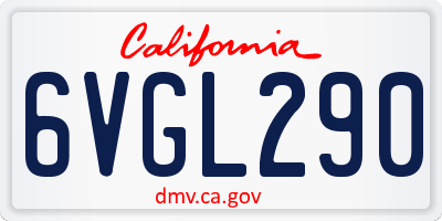 CA license plate 6VGL290