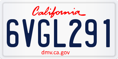 CA license plate 6VGL291