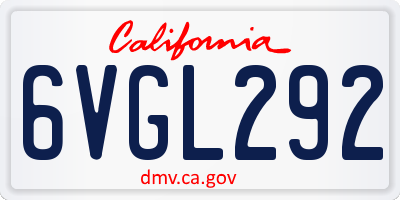 CA license plate 6VGL292