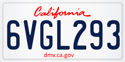 CA license plate 6VGL293