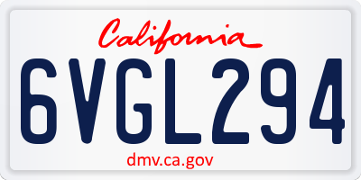 CA license plate 6VGL294