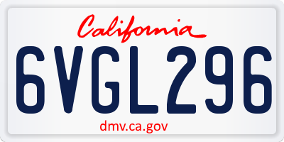 CA license plate 6VGL296