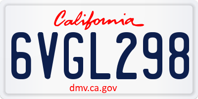 CA license plate 6VGL298
