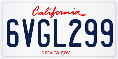 CA license plate 6VGL299
