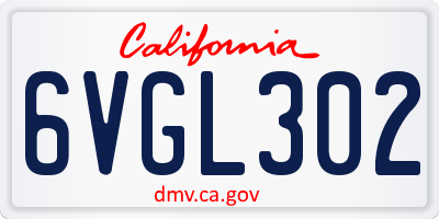 CA license plate 6VGL302