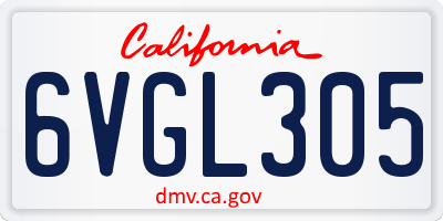 CA license plate 6VGL305