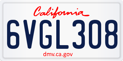 CA license plate 6VGL308