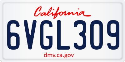CA license plate 6VGL309