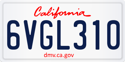 CA license plate 6VGL310