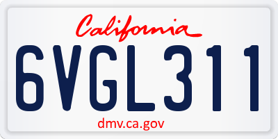 CA license plate 6VGL311