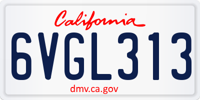 CA license plate 6VGL313