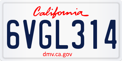 CA license plate 6VGL314