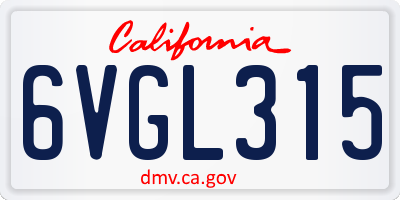 CA license plate 6VGL315