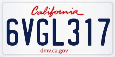CA license plate 6VGL317