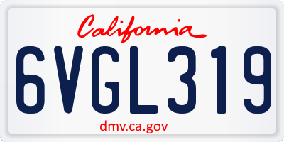 CA license plate 6VGL319