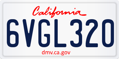 CA license plate 6VGL320
