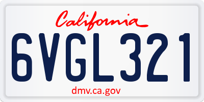 CA license plate 6VGL321