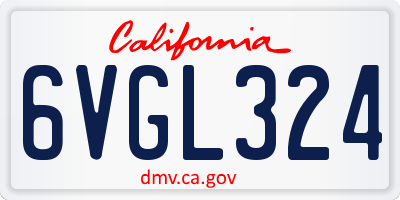 CA license plate 6VGL324