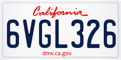 CA license plate 6VGL326