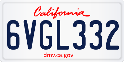 CA license plate 6VGL332
