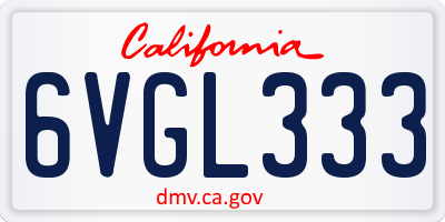 CA license plate 6VGL333