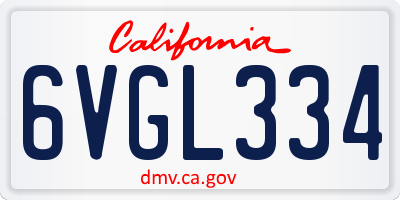 CA license plate 6VGL334