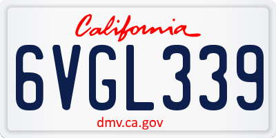 CA license plate 6VGL339