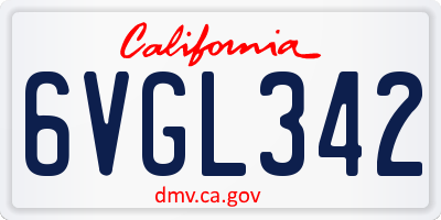 CA license plate 6VGL342