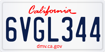 CA license plate 6VGL344