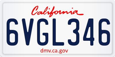 CA license plate 6VGL346