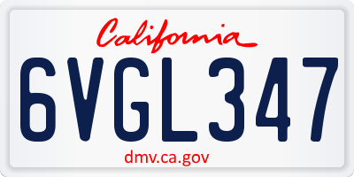 CA license plate 6VGL347