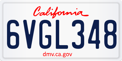 CA license plate 6VGL348