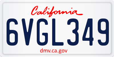 CA license plate 6VGL349