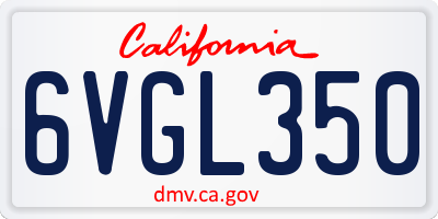 CA license plate 6VGL350