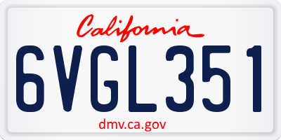 CA license plate 6VGL351