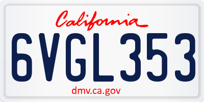 CA license plate 6VGL353