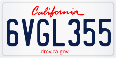 CA license plate 6VGL355