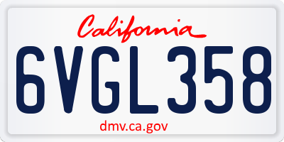 CA license plate 6VGL358