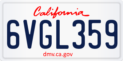 CA license plate 6VGL359