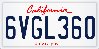 CA license plate 6VGL360