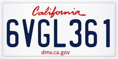 CA license plate 6VGL361